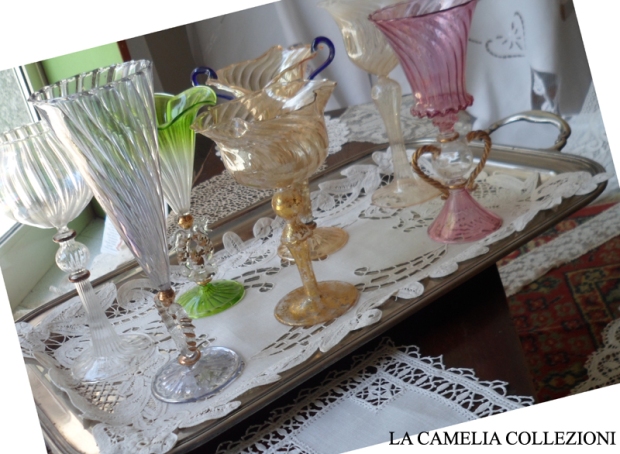 bicchieri colorati stile veneziano - la camelia collezioni
